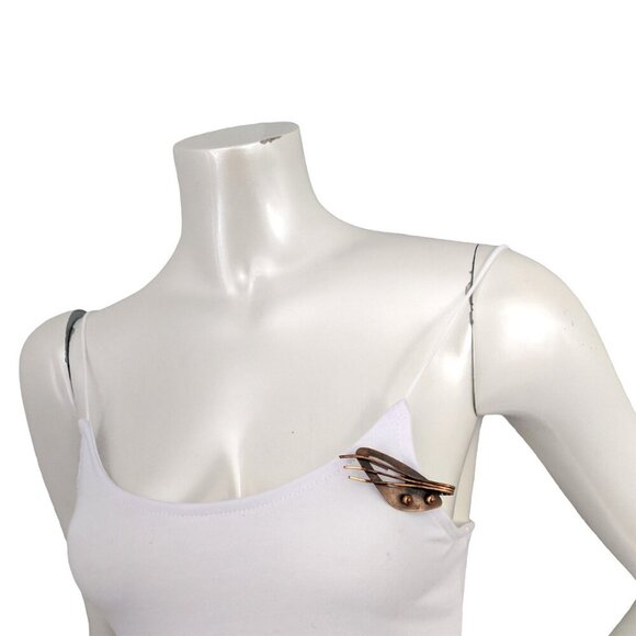 Vintage Abstract Copper Metal Brooch Decorative Pin Metallic Rake Ball Whimsical - Picture 2 of 6